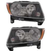 Driver and Passenger Side Headlights For Jeep Compass 2013-2017 Halogen With Bulbs